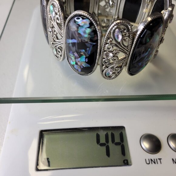 Abalone hued Iridiscent Stretch Fashion Bracelet Casual Wrap Bracelet - Picture 6 of 6